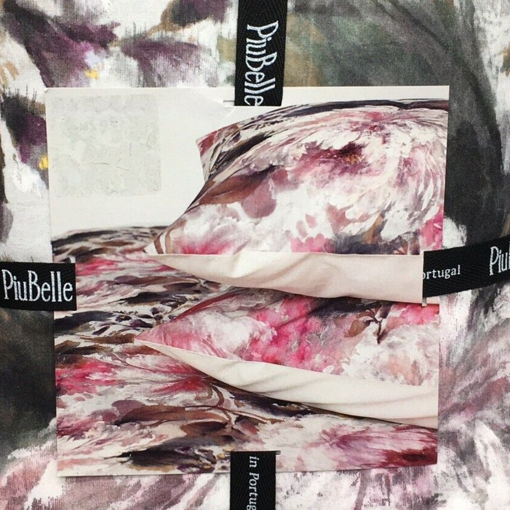 PiuBelle Premiere Watercolor Floral King Duvet Cover Set - RICH COLORS (cotton)